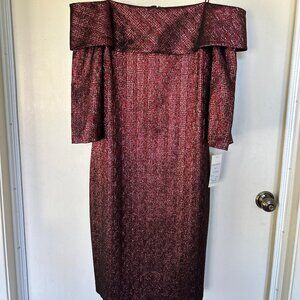 Rickie Freeman for Teri Jon Women's Red Off-the-Shoulder Dress Size 14